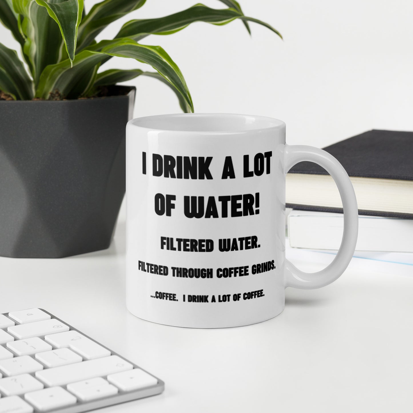 "Drink Water" White glossy mug